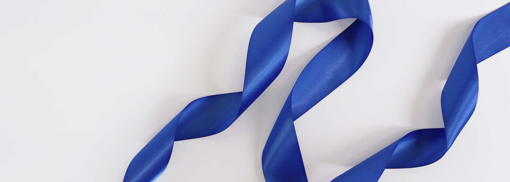 Blue ribbon on a white background
