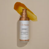 Osmosis Correct preventative retinal serum bottle with a gold cap on a beige background