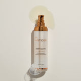 Osmosis Deep Clean Cleanser with product swatch, water mist, and bubbles on a beige background