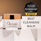 Osmosis Lift Away cleansing balm with Dermascope 2025 Best Cleansing Balm award on a beige background