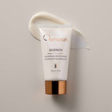 Osmosis Quench Moisturizer with product swatch on a tan background