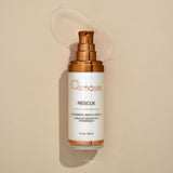 Osmosis Rescue Serum with product swatch on beige background