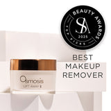 Osmosis Lift Away makeup remover jar with Beauty Awards 2025 top picks badge on a white background